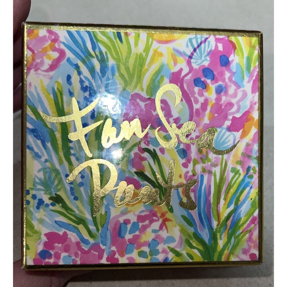 Lilly Pulitzer Lacquer Desk Stationary Jewelry Box "Fan Sea Pants" Fancy Pants